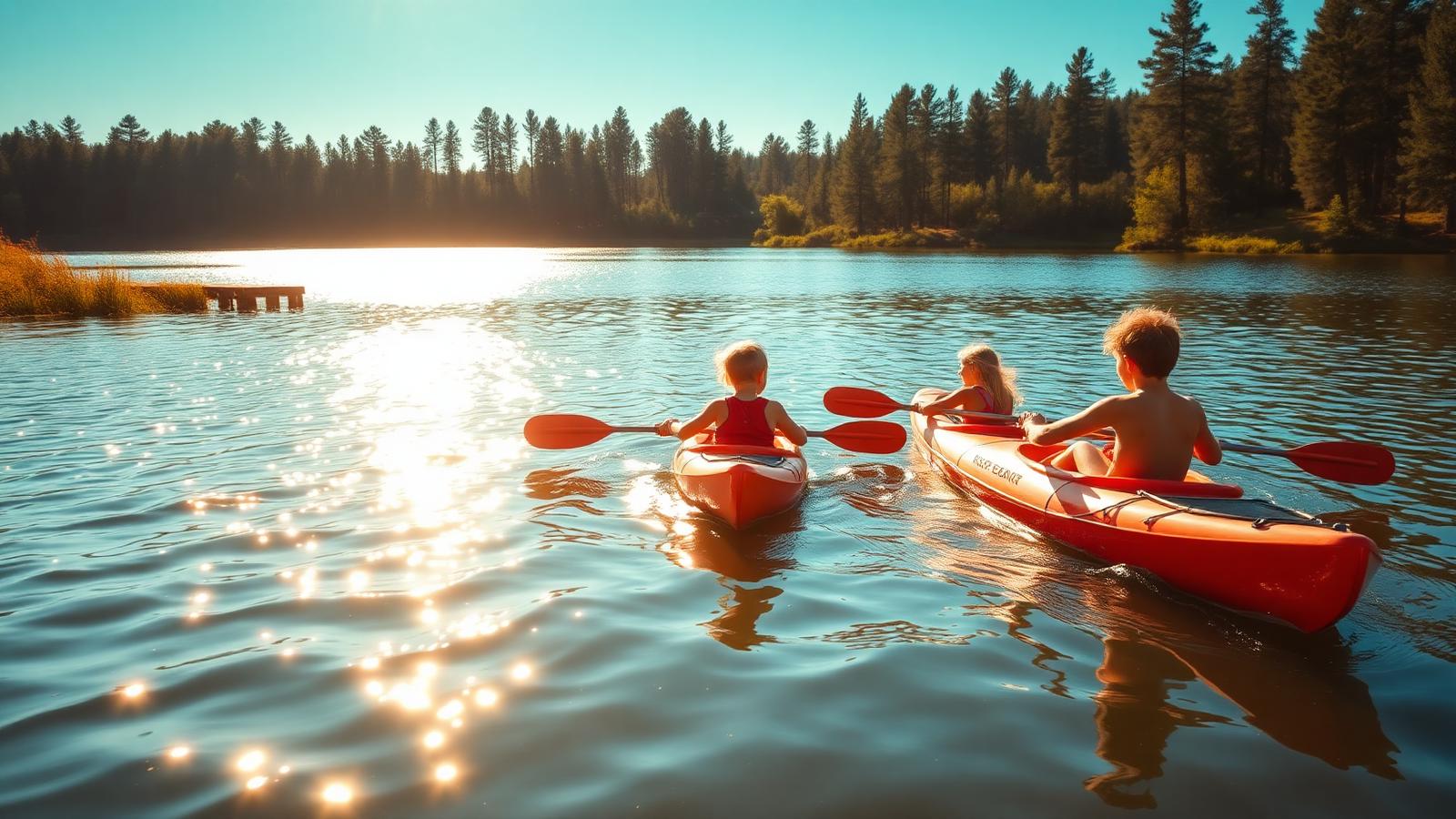Kids kayaking at a summer camp